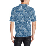 Hand drawn sailboat pattern Men's All Over Print Polo Shirt