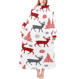 Deer tree snowflakes chrismas pattern Blanket Robe with Sleeves