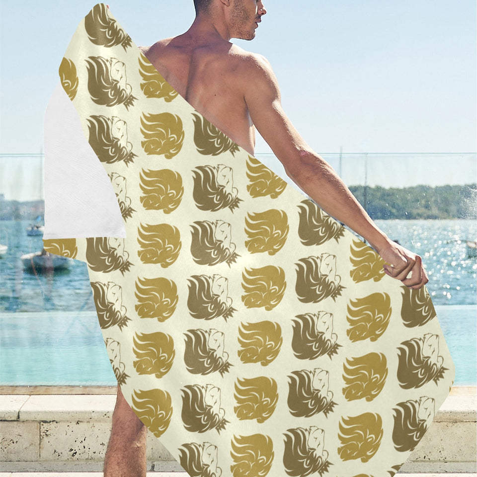 Lion Pattern Print Design 02 Beach Towel