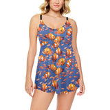 Clown Fish Pattern Print Design 04 Chest Sexy Pleated Two Piece Swim Dress
