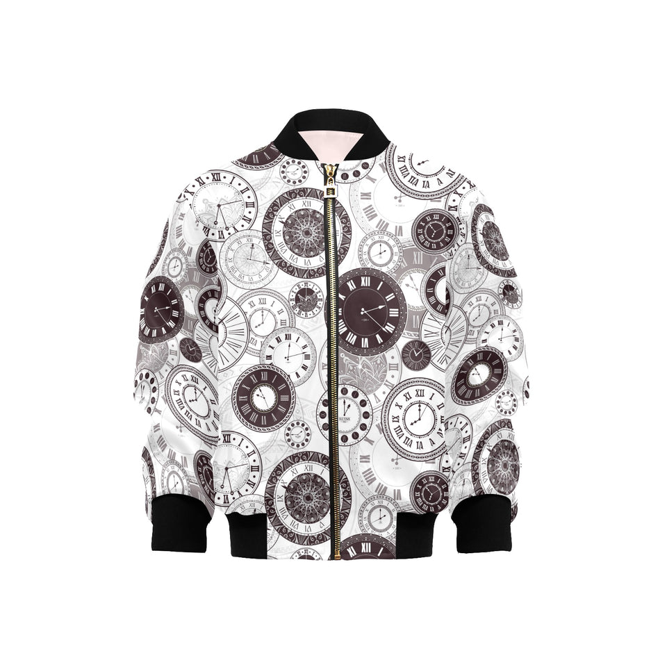 Classic vintage clock pattern Kids' Boys' Girls' Bomber Jacket