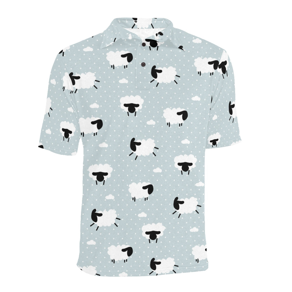 Sheep polka dot cloud pattern Men's All Over Print Polo Shirt