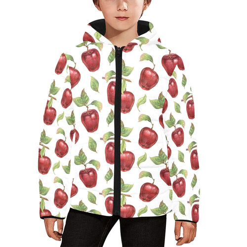 Red apples pattern Kids' Boys' Girls' Padded Hooded Jacket