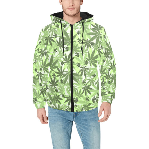 Canabis Marijuana Weed Pattern Print Design 01 Men's Padded Hooded Jacket