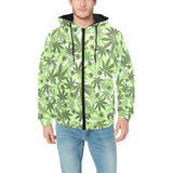 Canabis Marijuana Weed Pattern Print Design 01 Men's Padded Hooded Jacket