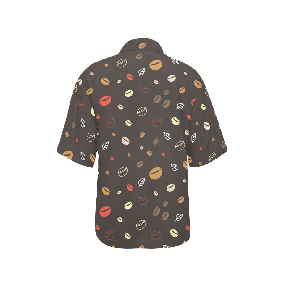 Coffee bean leave pattern Women's All Over Print Hawaiian Shirt