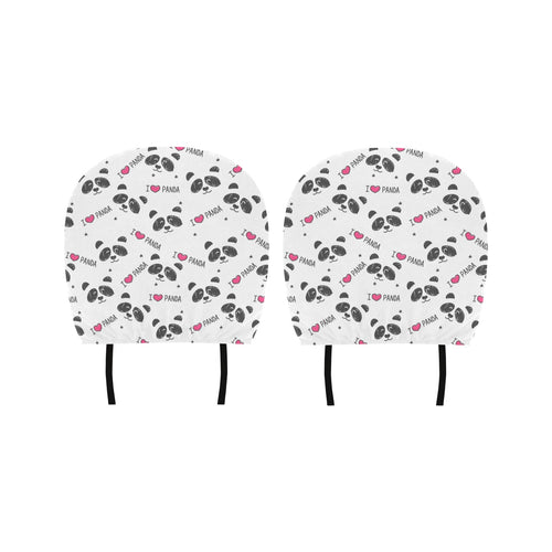 Hand Drawn faces of pandas pattern Car Headrest Cover