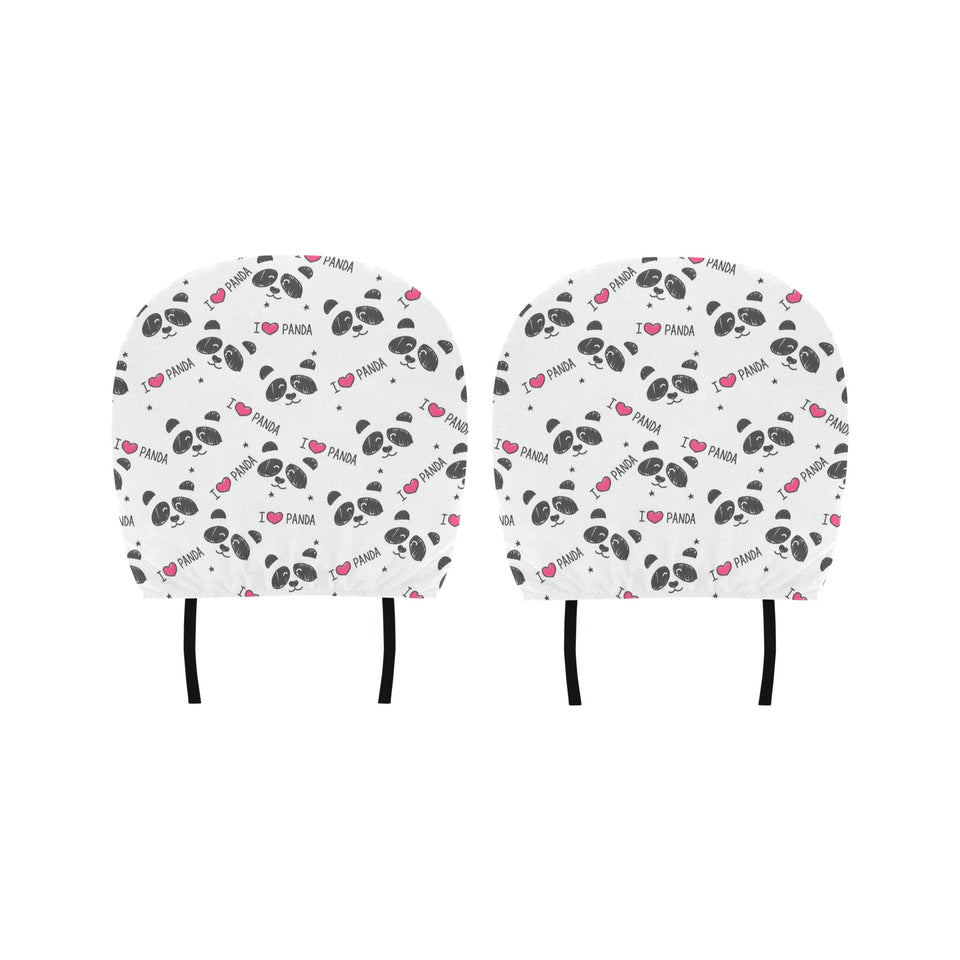Hand Drawn faces of pandas pattern Car Headrest Cover