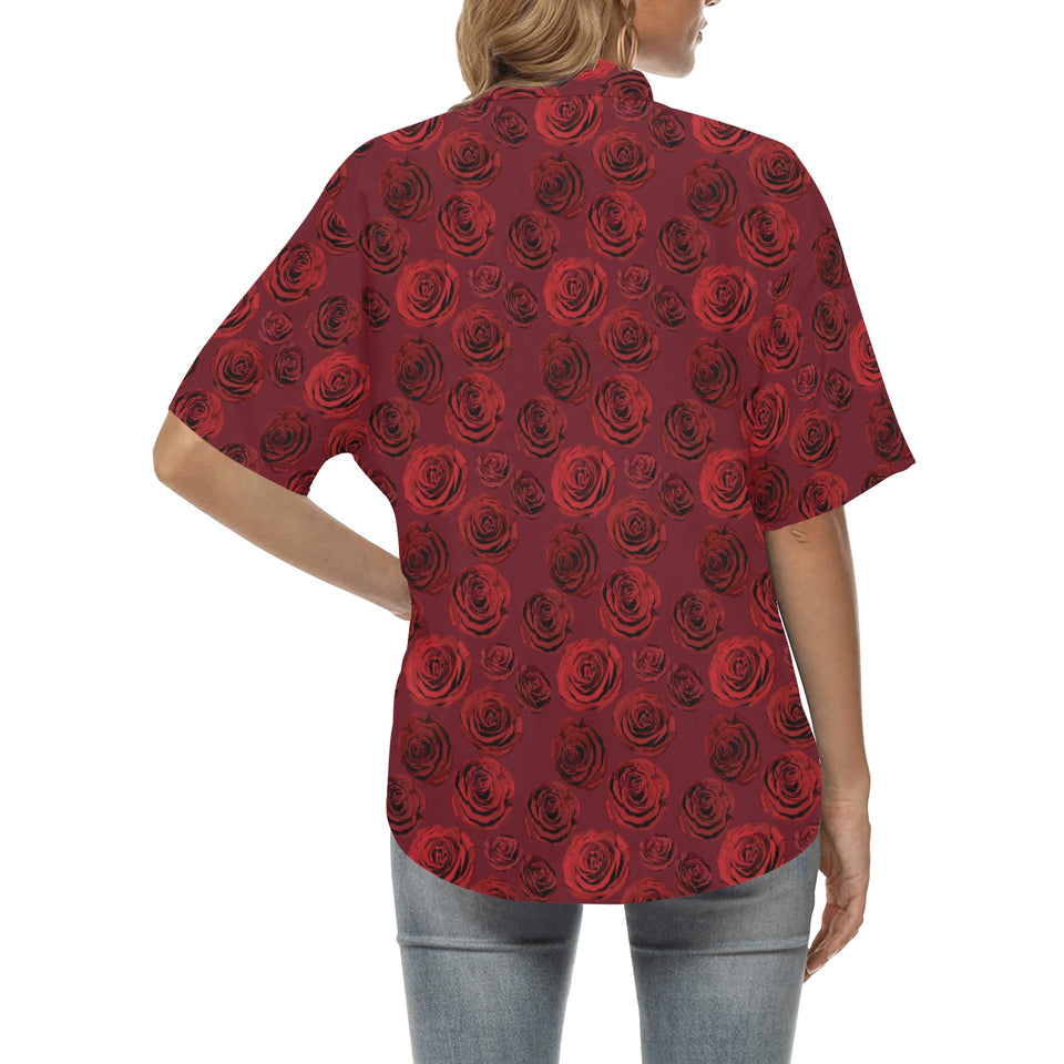 Rose Pattern Print Design 03 Women's All Over Print Hawaiian Shirt
