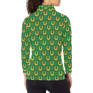 Horseshoes Pattern Print Design 05 Women's Long Sleeve Polo Shirt