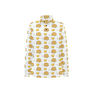 Pancake Pattern Print Design 03 Women's Long Sleeve Polo Shirt