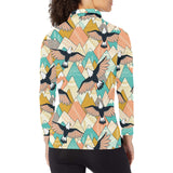 Eagle Pattern Print Design 02 Women's Long Sleeve Polo Shirt
