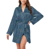 Swordfish Pattern Print Design 02 Women's Long Sleeve Belted Night Robe