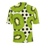 kiwi black dot background Men's All Over Print Polo Shirt