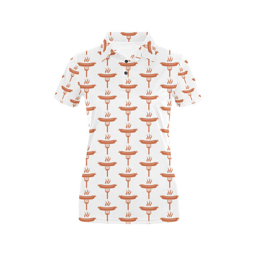 Sausage Pattern Print Design 05 Women's All Over Print Polo Shirt