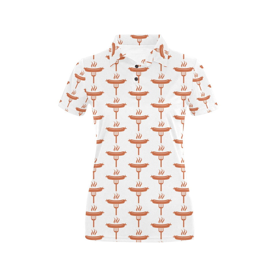 Sausage Pattern Print Design 05 Women's All Over Print Polo Shirt