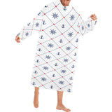 Anchor rudder nautical design pattern Blanket Robe with Sleeves