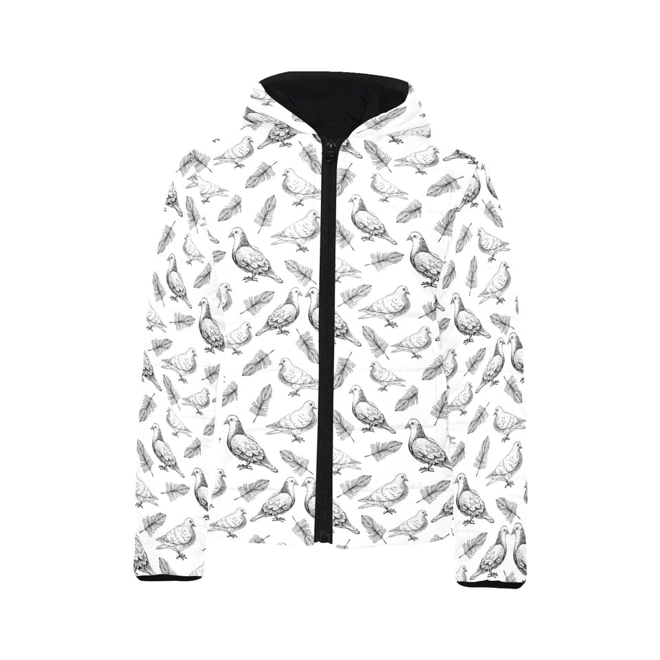 Pigeon Pattern Print Design 05 Kids' Boys' Girls' Padded Hooded Jacket