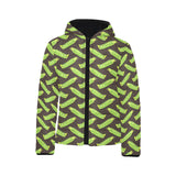 Green Peas Pattern Print Design 05 Kids' Boys' Girls' Padded Hooded Jacket