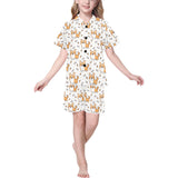 Cute corgi heart star bone pattern Kids' Boys' Girls' V-Neck Short Pajama Set