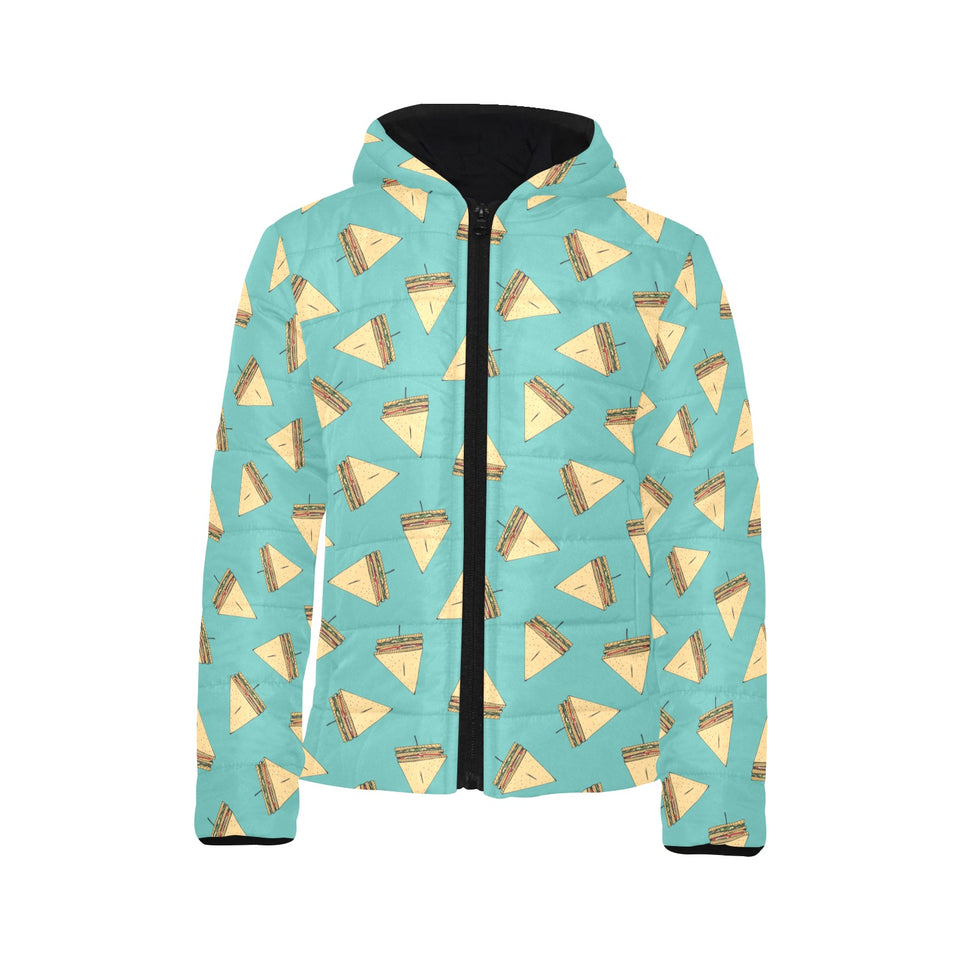 Sandwich Pattern Print Design 03 Kids' Boys' Girls' Padded Hooded Jacket