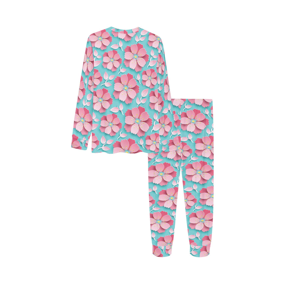 3D sakura cherry blossom pattern Kids' Boys' Girls' All Over Print Pajama Set