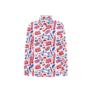 British Pattern Print Design 01 Women's Long Sleeve Polo Shirt