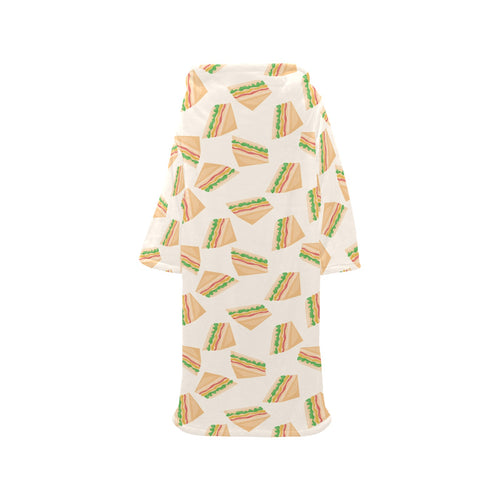 Sandwich Pattern Print Design 01 Blanket Robe with Sleeves