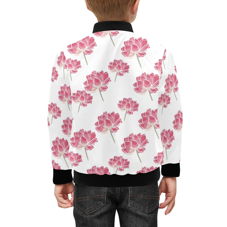 Pink lotus waterlily pattern Kids' Boys' Girls' Bomber Jacket