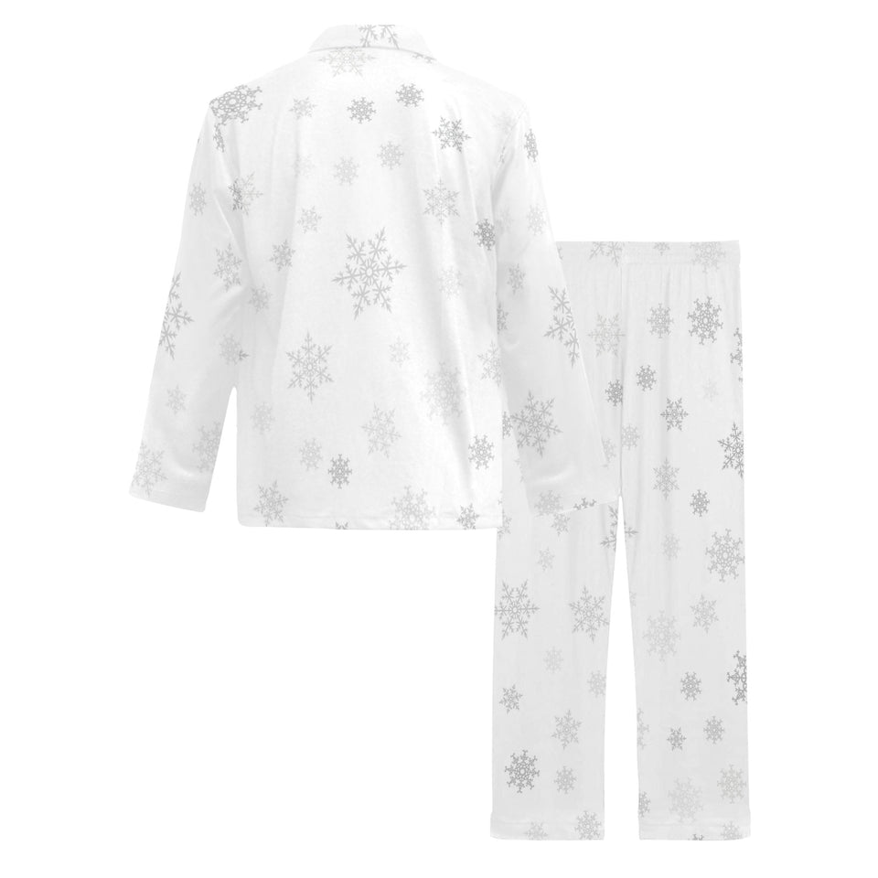 Snowflake pattern white background Men's Long Pajama Set