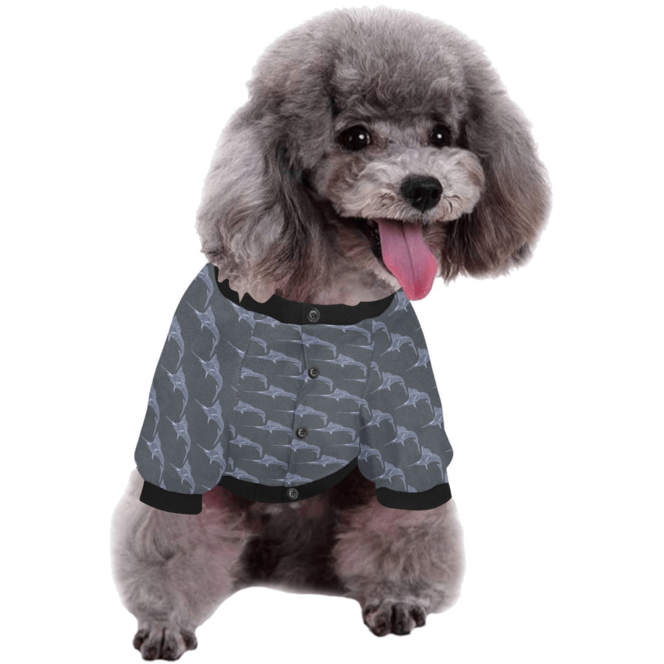 Swordfish Pattern Print Design 03 All Over Print Pet Dog Round Neck Fuzzy Shirt