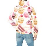 Cake cupcake sweets pattern Men's Padded Hooded Jacket