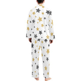 hand drawn gold black star pattern Men's Long Pajama Set