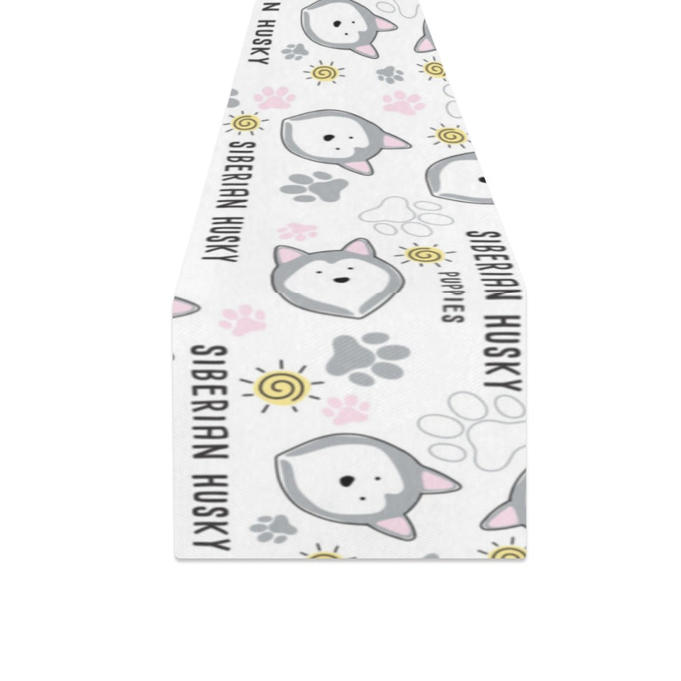 Siberian Husky design pattern Table Runner