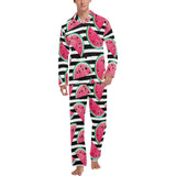 Watercolor paint textured watermelon pieces Men's Long Pajama Set