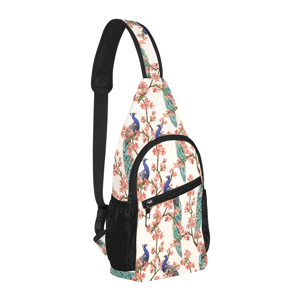 Peacock tropical flower pattern All Over Print Chest Bag