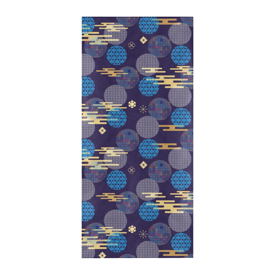 Blue japanese pattern cloud wave flower Beach Towel