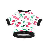 cherry pattern white background All Over Print Pet Dog Round Neck Fuzzy Shirt
