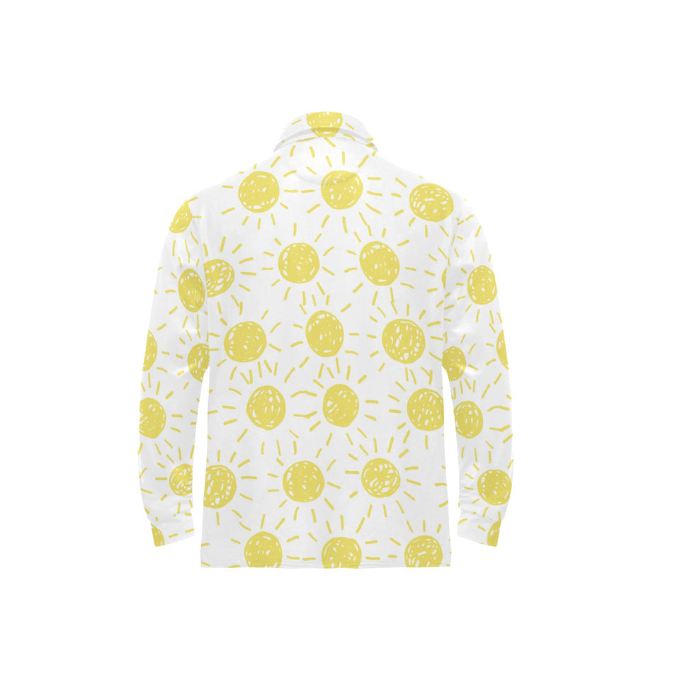 hand drawn sun pattern Men's Long Sleeve Polo Shirt