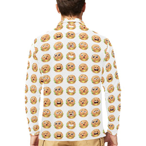 Hamburger Pattern Print Design 04 Men's Long Sleeve Polo Shirt