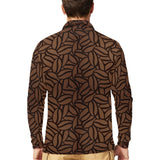 coffee bean pattern Men's Long Sleeve Polo Shirt
