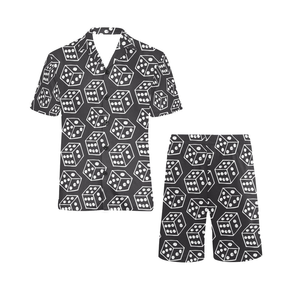Dice Pattern Print Design 01 Men's V-Neck Short Pajama Set
