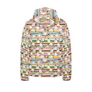 Sun Glasses Pattern Print Design 02 Kids' Boys' Girls' Padded Hooded Jacket