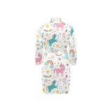 Colorful unicorn pattern Men's Long Sleeve Belted Night Robe