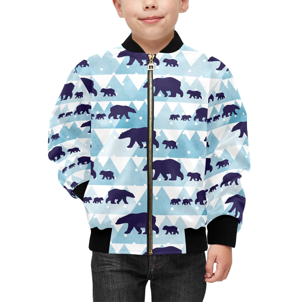 polar bear winter snow pattern Kids' Boys' Girls' Bomber Jacket