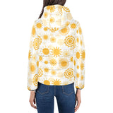 Sun design pattern Women's Padded Hooded Jacket