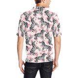 Zebra pink flower background Men's All Over Print Polo Shirt