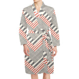 zigzag chevron striped pattern Men's Long Sleeve Belted Night Robe