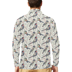 Pigeon Pattern Print Design 04 Men's Long Sleeve Polo Shirt