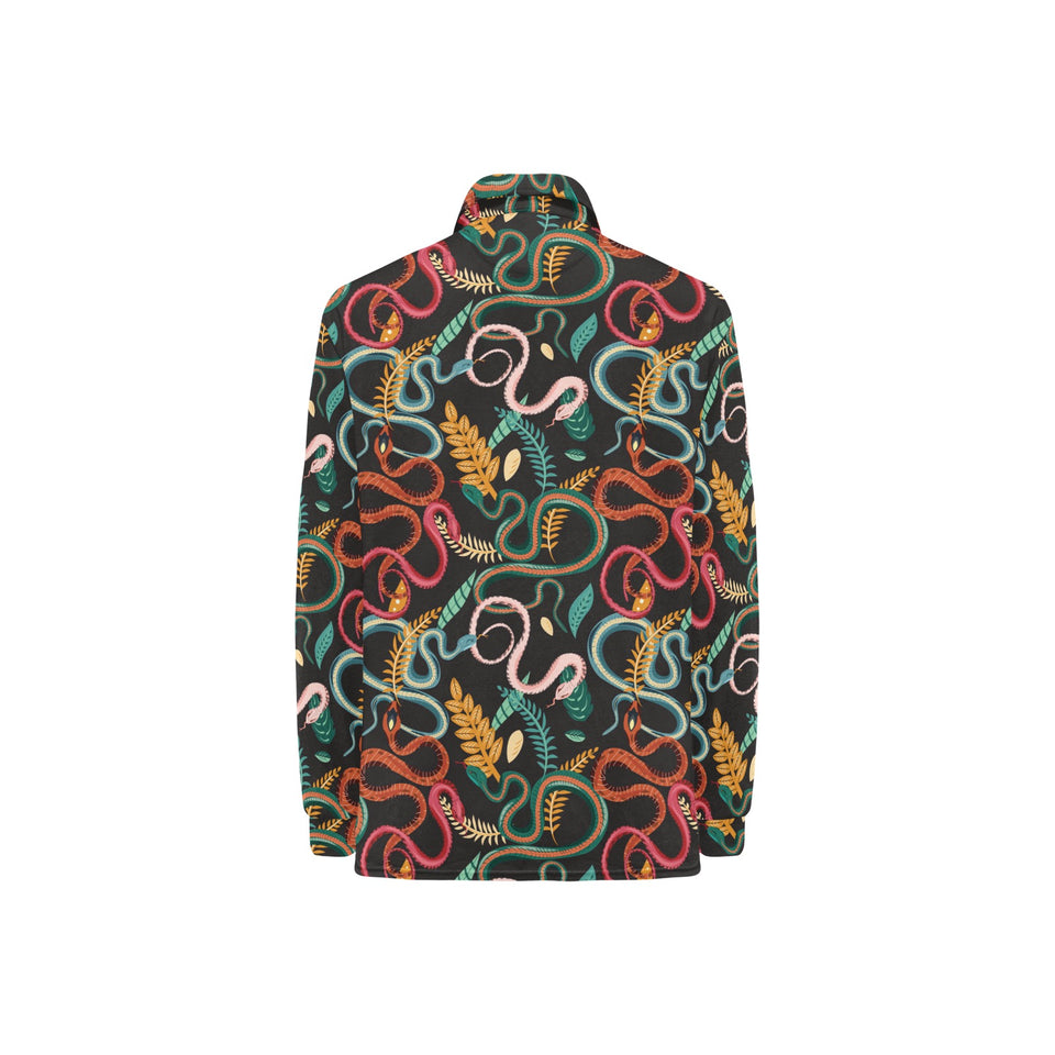 Colorful snake plant pattern Women's Long Sleeve Polo Shirt